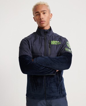 Superdry Blizzard Fleece Cipzár Midlayer Férfi Kabát Sötétkék | KMNLI7356